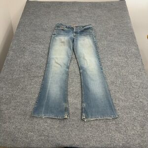 Vintage lei Jeans Juniors 7 Blue Cotton Blend Flare Distressed Hem Y2K Boho